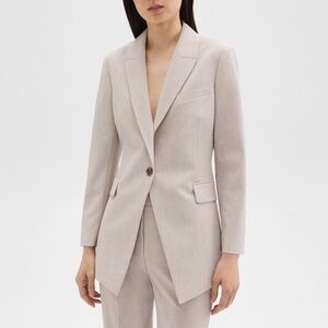 Theory Etiennette Blazer in Good Wool | Size 6 | Sand Melange